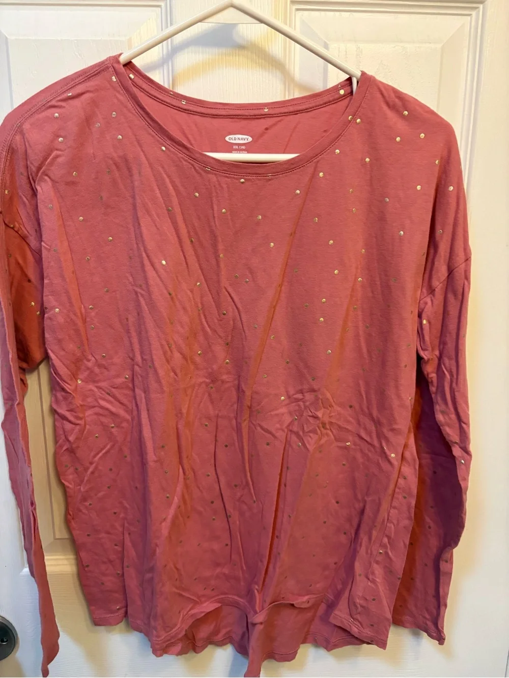 Old Navy Dusty Rose Long-Sleeve Tee with Metallic Studs